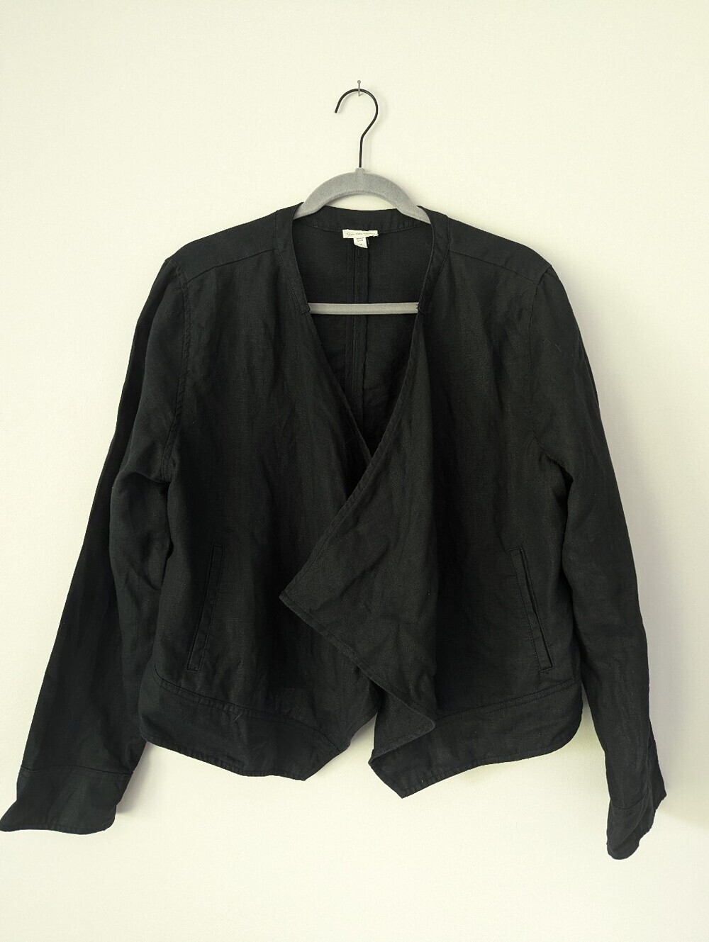 Garnet Hill 100% Linen Lightweight Open Front Drape Jacket